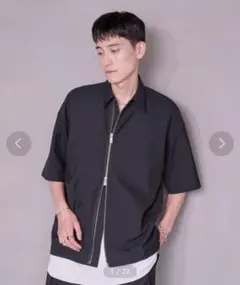 高級感◎美品★パブリックトウキョウ　含浸ジップシャツ　1.7万　M　黒