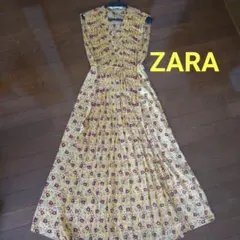[新品未使用] ZARA イエローノースリーブ ワンピース レトロ
