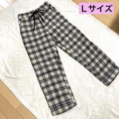 レディース チェック パンツ カジュアル 秋冬 L ズボン ポケット有り