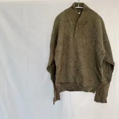 ハーフネックセーター【M】オリーブグリーン ニットプルオーバー 厚手 メンズ