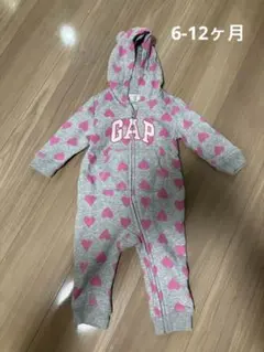 GAP ハート柄 フード付きロンパース 6-12ヶ月 裏起毛