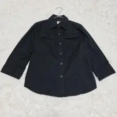 courreges クレージュ 七分袖 黒 38 M 背面ロゴ スナップボタンのサムネイル