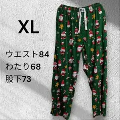 海外古着 ネルパンツ イージーパンツ クリスマス柄 XL グリーン