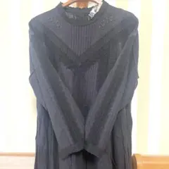 新品　サマンサモスモス　黒のレース付き長袖シャツワンピース