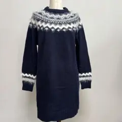 COLZA ネイビー フェアアイル柄 ニットセーター　ワンピース