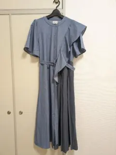 ❁アシメフリル異素材プリーツ切替シャツワンピース❁のサムネイル