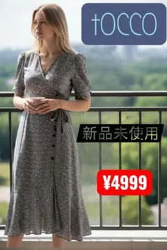 tocco closetトッコクローゼット 半袖ロングワンピース 花柄 ドット