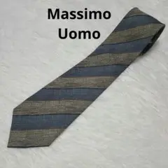 美品☆Massimo Uomo ストライプ グレー シルク ネクタイ