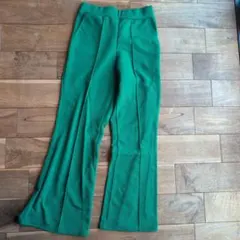 グリーン センターライン フレアパンツ Lサイズ