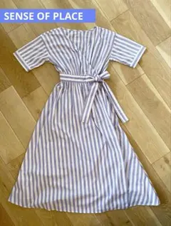 SENSE OF PLACE ストライプラップワンピース 半袖