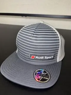 Audi Sport キャップ グレー ストライプ 帽子