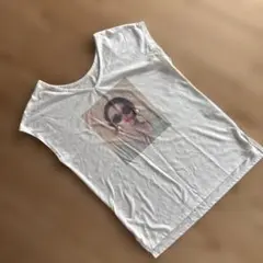 プリント　パール付き　ビジュー　フレンチスリーブ　Tシャツ