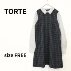 TORTE　長袖チェックワンピース　セットアップ風　フリーサイズ　2261のサムネイル