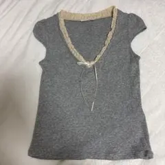 zara コントラストVネックTシャツ Sサイズ