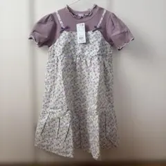 【新品未使用】リブドッキング小花柄ワンピース 130cmのサムネイル