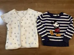 【2点セット】フリースベスト ミッキー ロンT