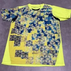 幾何学模様 半袖シャツ イエロー/ブルー