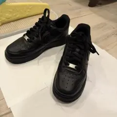 Nike Air Force 1 ブラックレザー スニーカー 24.5cm
