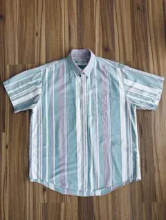 80s 90s USA製 L.L.Been ストライプ 半袖シャツ メンズ L