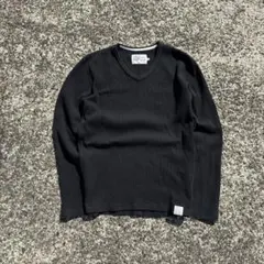 y2k archive 短丈ワッフルロンTヘンリーネックサーマルブラックアメカジ