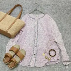 【アメリカンラグシー】レーヨンシャツ 花柄 ラベンダー色のサムネイル