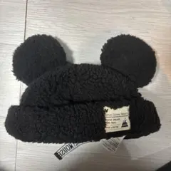 ディズニー　ミッキーボア帽子　黒
