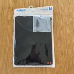 エアリズム　M ブラック　Uネック七部袖