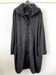 ロングカーディガン　薄手アウター　ダークグレー　M-L