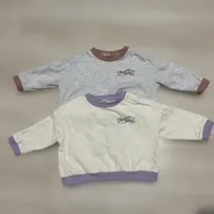 ドーナツ　刺繍　ロンt 双子90 80 ２枚セット