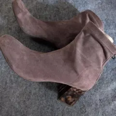 ブラウン スエード ショートブーツ