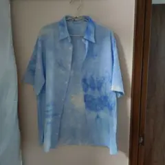 『美品』ザラ（ZARA)メンズ半袖シャツLサイズ　ポリエステル　涼しげ