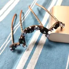 装飾ヘアアクセサリー　ダークブルー×スカイブルー