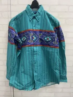 値下げ 90s ROPER ネイティブ インディアン ティファニーブルー シャツ