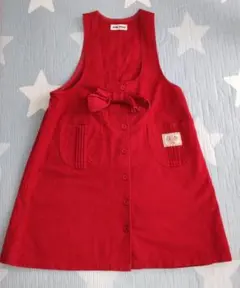 リボン付き赤いジャンパースカート120　クリスマスにも