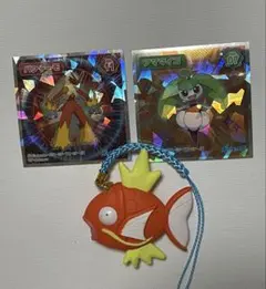ポケモン　コイキング　根付け、バシャーモとアママイコのきらきらシールのサムネイル