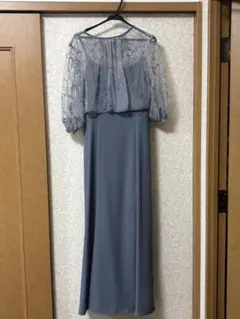 2WAY線画フラワー刺繍ボレロレイヤードパーティードレス★サックスブルー（L）のサムネイル