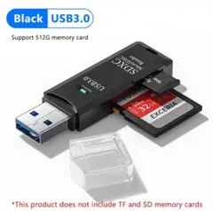 高速 USB 3.0 カードリーダー マイクロSD メモリカード 黒色