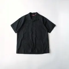 未使用 タグ付き HAVANera キューバシャツ 黒 ブラック 刺繍 開襟 S 