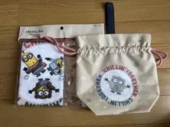 USJ  ミニオン　ハンドタオル&巾着袋