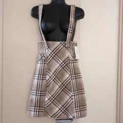 【新品タグ付き】evelyn エブリン フリルジャンスカ ブラウンチェック柄