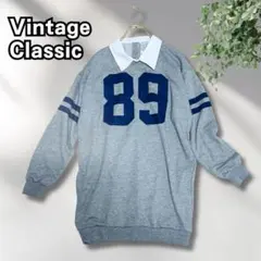 【新品タグ付き】ヴィンテージクラシック 襟付きパーカー トレーナー 丈長め