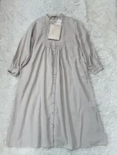 新品　サマンサモスモス　切り替えピンタックワンピース　綿麻混紡　ベージュ