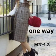 【新品】one wayワンウェイ グレンチェックタイトスカート Mサイズ