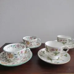 【英国名窯セット】ミントン ＆ ウェッジウッド カップ＆ソーサー 4客セット