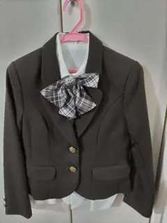 ブラウン テーラードジャケット、スカート3点セット