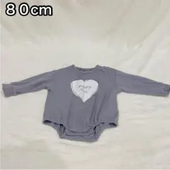 ◯ デビロック ベビー ガールズ プリント ハート 水色 薄紫 長袖 ロンパース