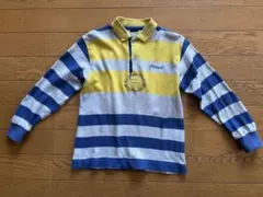 古着　マックレガー　ボーダー長袖ポロシャツ　綿ジャージ　ラガーシャツ　110