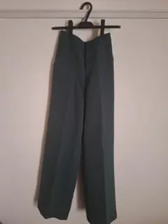 ダークグリーン ワイドパンツ フロントジッパー