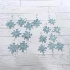 雪の結晶型装飾品 12個セット ミントグリーン