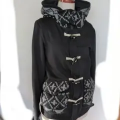 フード付きダッフルコート 黒